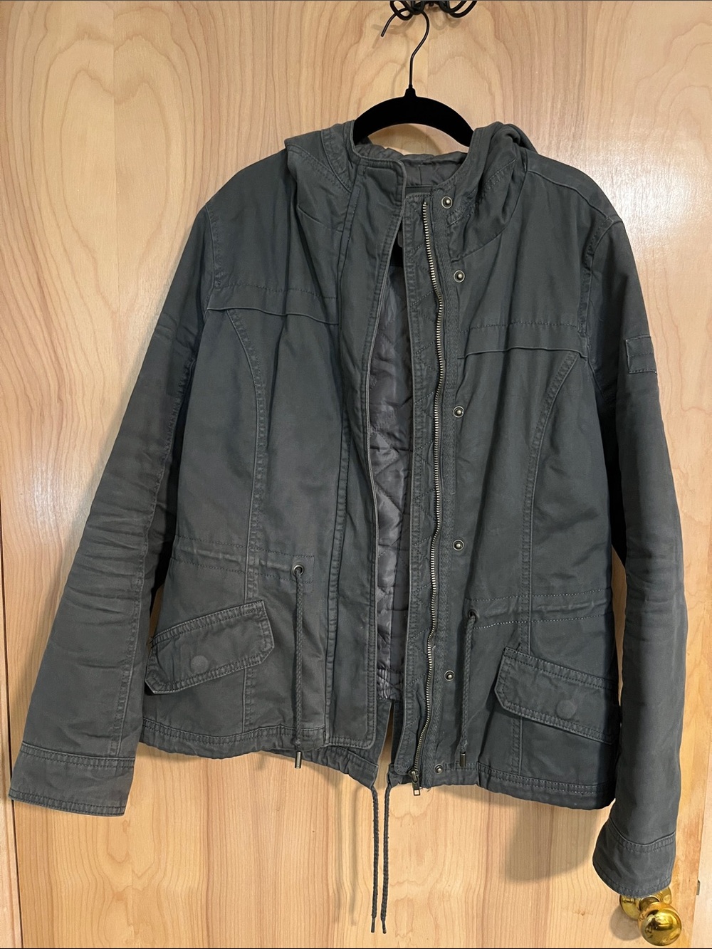 Full Tilt Women's Hooded Utility Jacket - Charcoal Gray